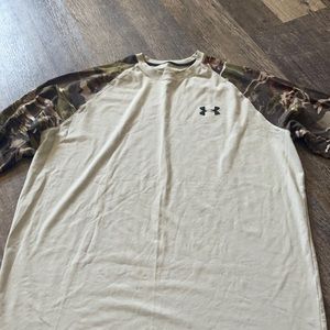 Under Armour green camo baseball tee